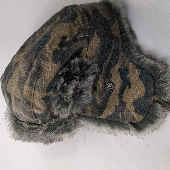 NWT SIMONS Camo Faux Fur Trapper Hat Size Small - Picture 4 of 6